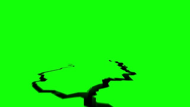 3D animation of cracking surface on green screen, seamless loop.