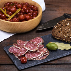 sliced smoked salami