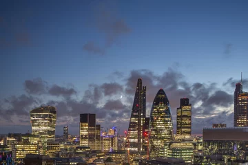Fototapeten night time timelapse view of amazing london skyline from a unique high vantage point © Dan Talson
