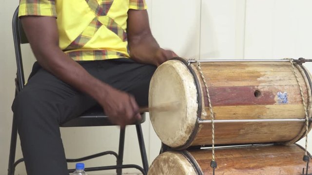 Traditionally dressed caribbean reggae musicians.