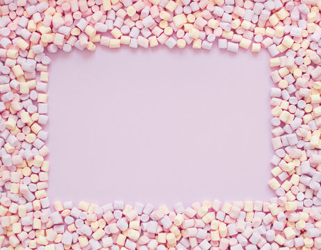 multicolored marshmallows, candy background