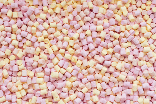 multicolored marshmallows, candy background