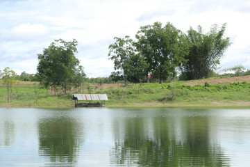 Fototapeta na wymiar Lake with reflex in the water scenery beautiful view
