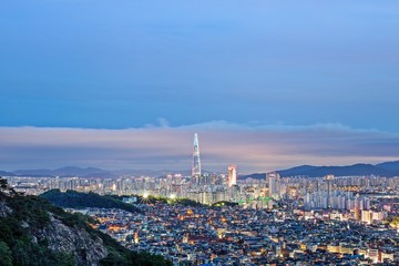 Seoul Night view from Yongma Mountain
