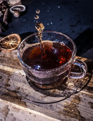 Cup of tea with splash