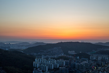 sunset over the city