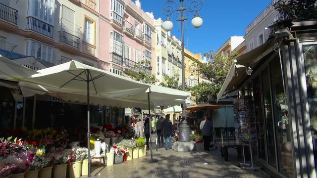 The Colorful Plaza De Las Flores of Cadiz Spain