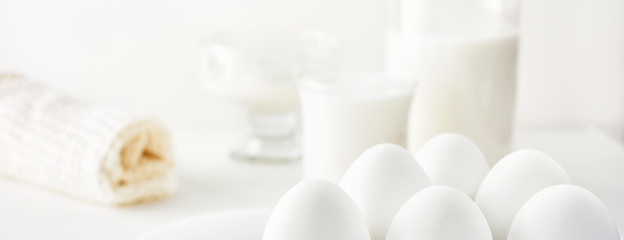 Still life air white protein breakfast