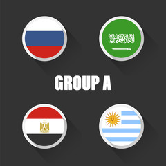 Groups football world championship in Russia. Vector illustration country flags.
