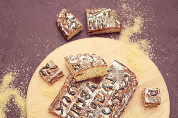 Snowflakes cookies, local pastries, russian cuizine sweets, traditional gingerbread