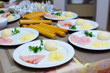 process of cooking unusual pizza at the school of young chefs