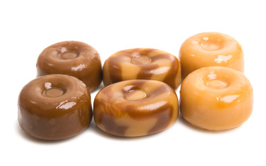 caramel candies isolated