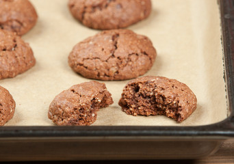 Home Baked Oat Cookies With Chocolate.