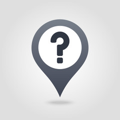 Question mark pin map icon. Map pointer, markers.