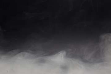 Cloud of white smoke on a black background closeup