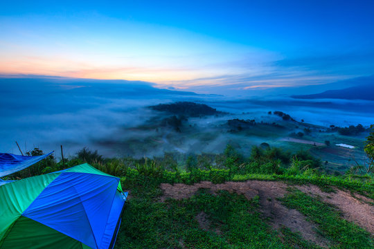 Ta-Kian-Ngo, Landscape sea of mist on the mountain in Phetchabun province  Thailand.