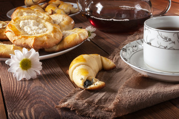 Delicious and beautiful homemade pastries. Sweet pastries.