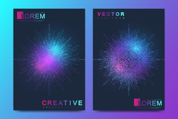 Modern vector template for brochure Leaflet flyer cover banner magazine or annual report. A4 size. Business, science, medicine, technology design book layout. Abstract presentation with mandala