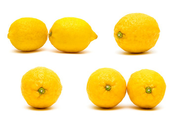 ripe lemons isolated on white background