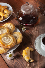 Delicious and beautiful homemade pastries. Sweet pastries.