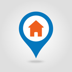 Home pin map icon. Map pointer, markers.