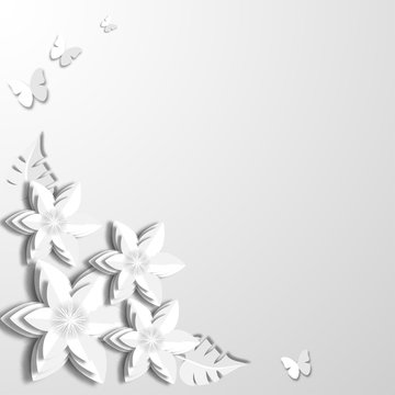 Paper art flower background. Origami flower. Vector stock