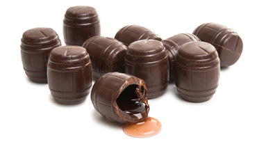 chocolate candies with liqueur isolated