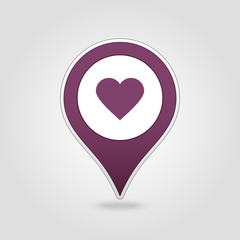 Heart pin map icon. Map pointer, markers.