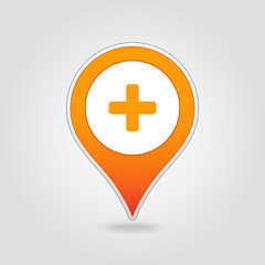 Obraz premium Plus, Hospital ,Pharmacy, Clinic pin map icon.
