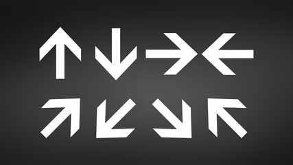 Arrows collection set of different direction arrow icons, vector illustration isolated on black background.