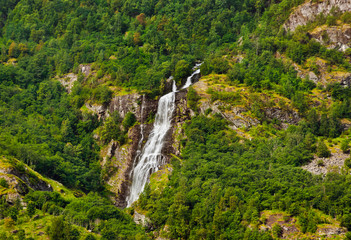 Fototapeta na wymiar Waterfall in Flam - Norway