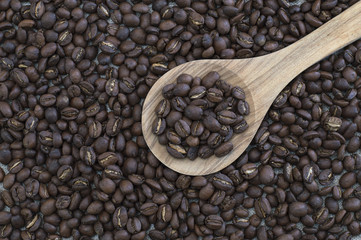 coffee beans on a kitchen table. 