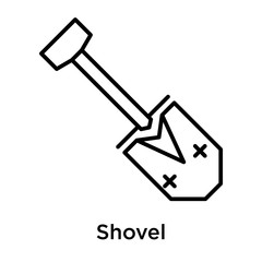 Shovel icon vector sign and symbol isolated on white background, Shovel logo concept