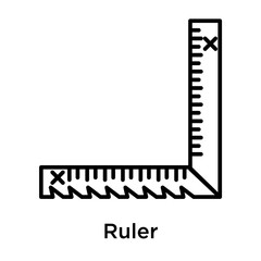 Ruler icon vector sign and symbol isolated on white background, Ruler logo concept