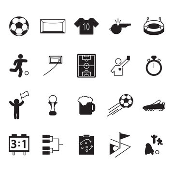 Soccer or football icon set. Vector icons set.