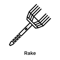 Rake icon vector sign and symbol isolated on white background, Rake logo concept
