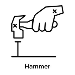 Hammer icon vector sign and symbol isolated on white background, Hammer logo concept