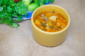 Dried red pork coconut curry