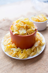 A pile of dried jackfruit chips
