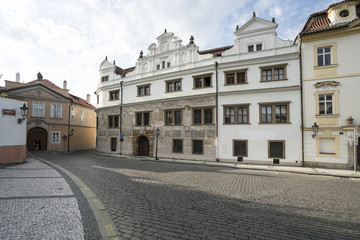 Fototapeta na wymiar A view of Martinic Palace in the center of Prague, Czech Republic.