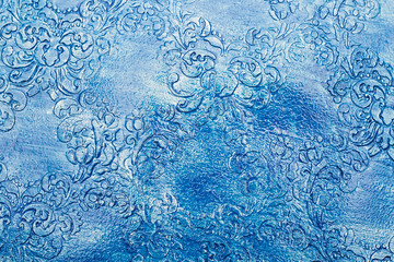  A turquiose raised pattern on paper, acrylic painting, blue vintage pattern made with acrylic...
