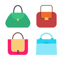 Four Cute Colorful Handbags, Vector Illustration