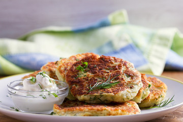 Herb and Cheese Mashed Potato Cakes. Potato Pancakes. Vegetable fritters