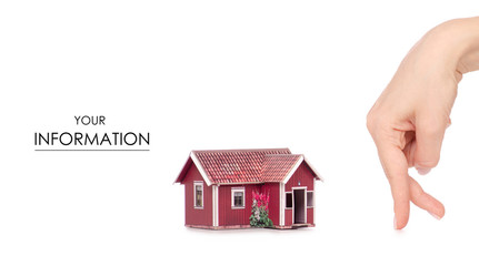 Small house hand finger pattern on white background isolation