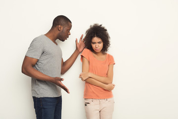 Fototapeta premium Break up, angry couple shouting at each other