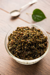 Mukhwas or Tambul is a fine mixture of Paan masala. It's popular mouth freshener from India consumed after meals. Also offered to Goddess Durga devi in puja
