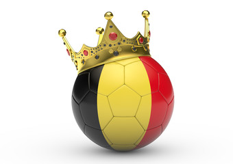 Fußball mit Belgien-Flagge und Krone, 3D-Rendering