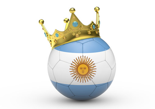 Fu&szlig;ball mit Spanien-Flagge und Krone, 3D-Rendering