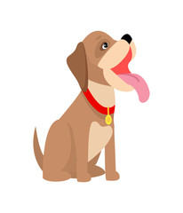 Dog with Pink Tongue Poster Vector Illustration