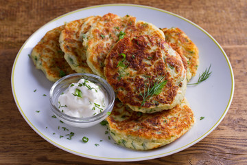 Herb and Cheese Mashed Potato Cakes. Potato Pancakes. Vegetable fritters